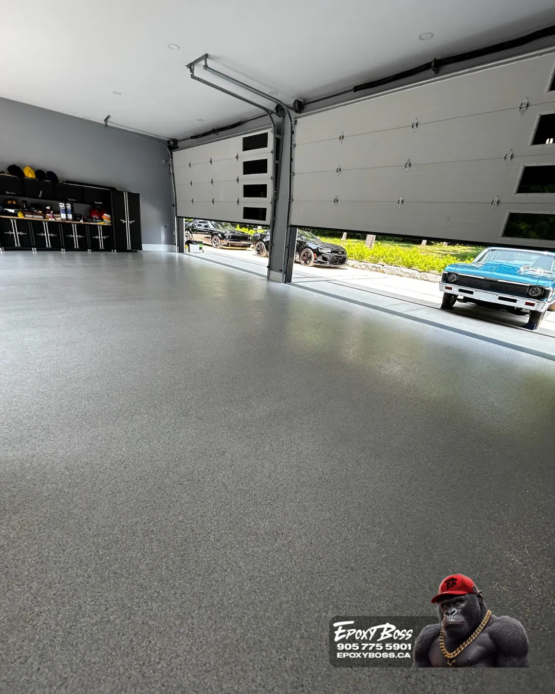 Decorative flake epoxy system in Simcoe County residential property