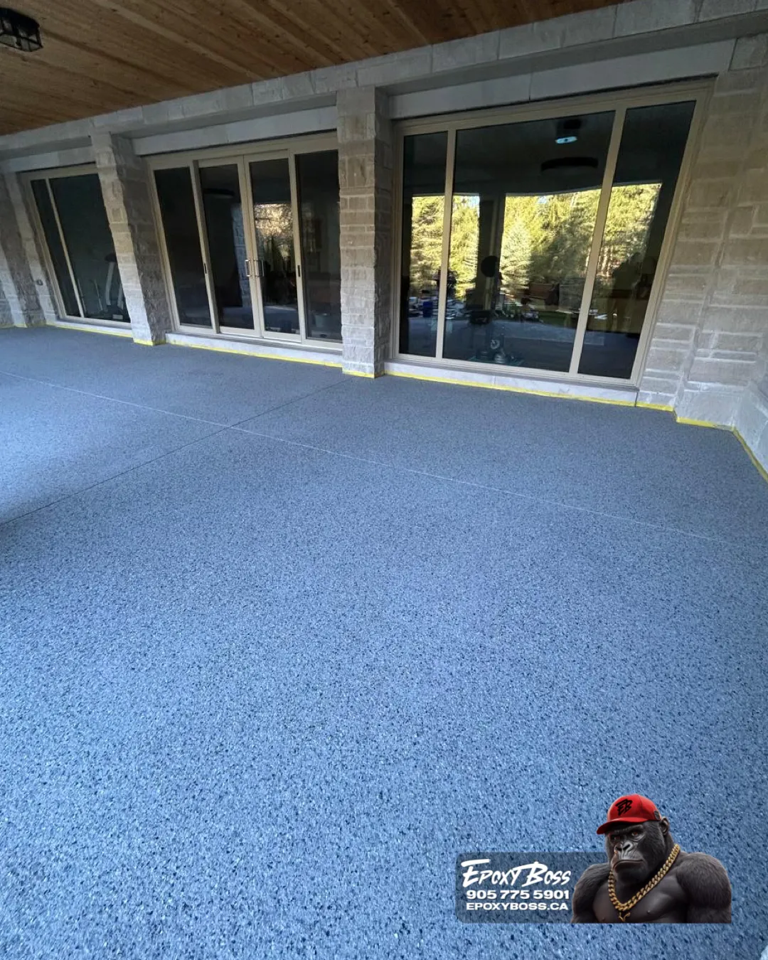 Polished concrete floor in open-concept living room in Vaughan