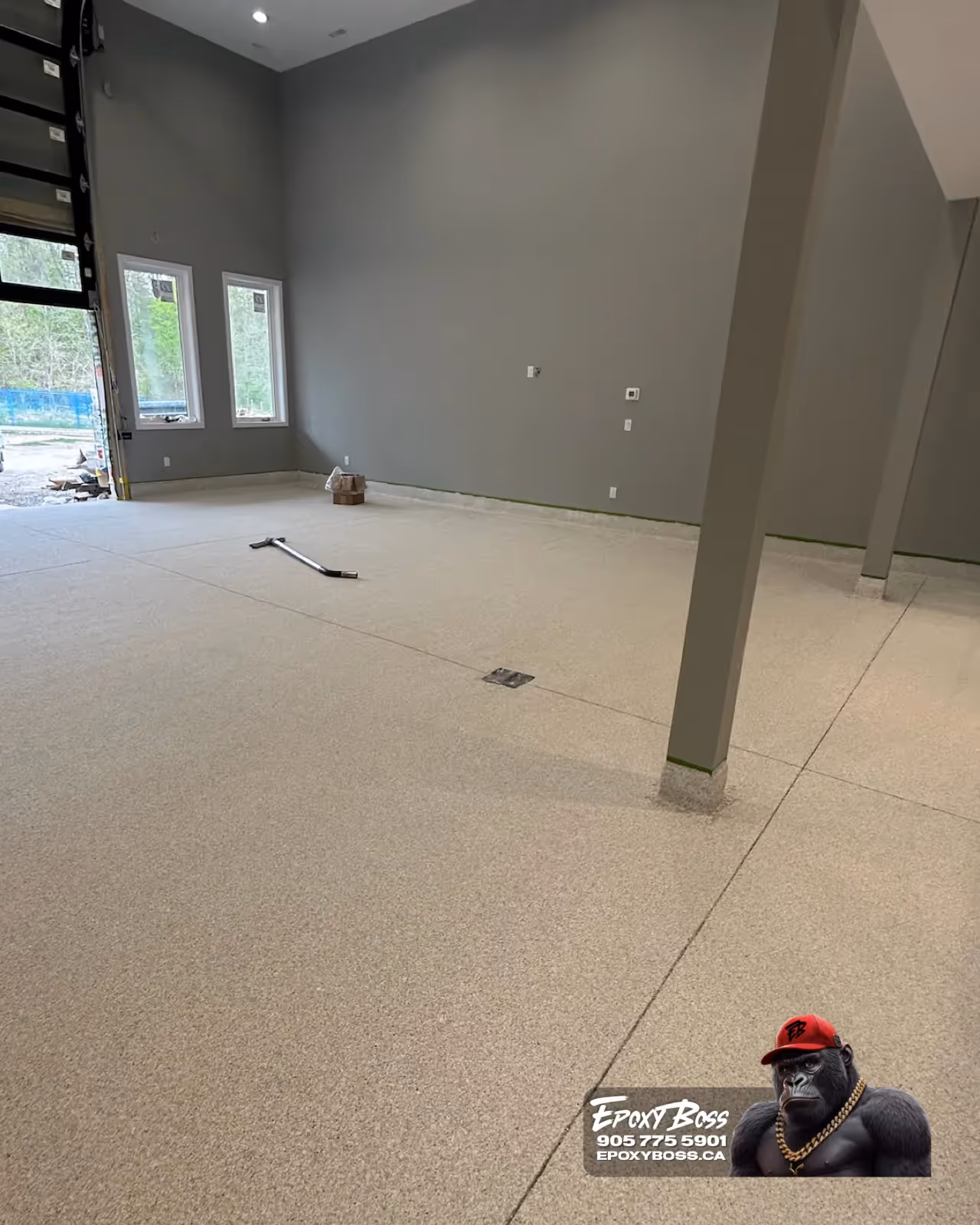 Epoxy flake flooring installation in a 2,500 sqft Burlington, ON garage