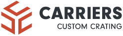 Carriers Custom Crating company logo with red geometric icon and bold text.
