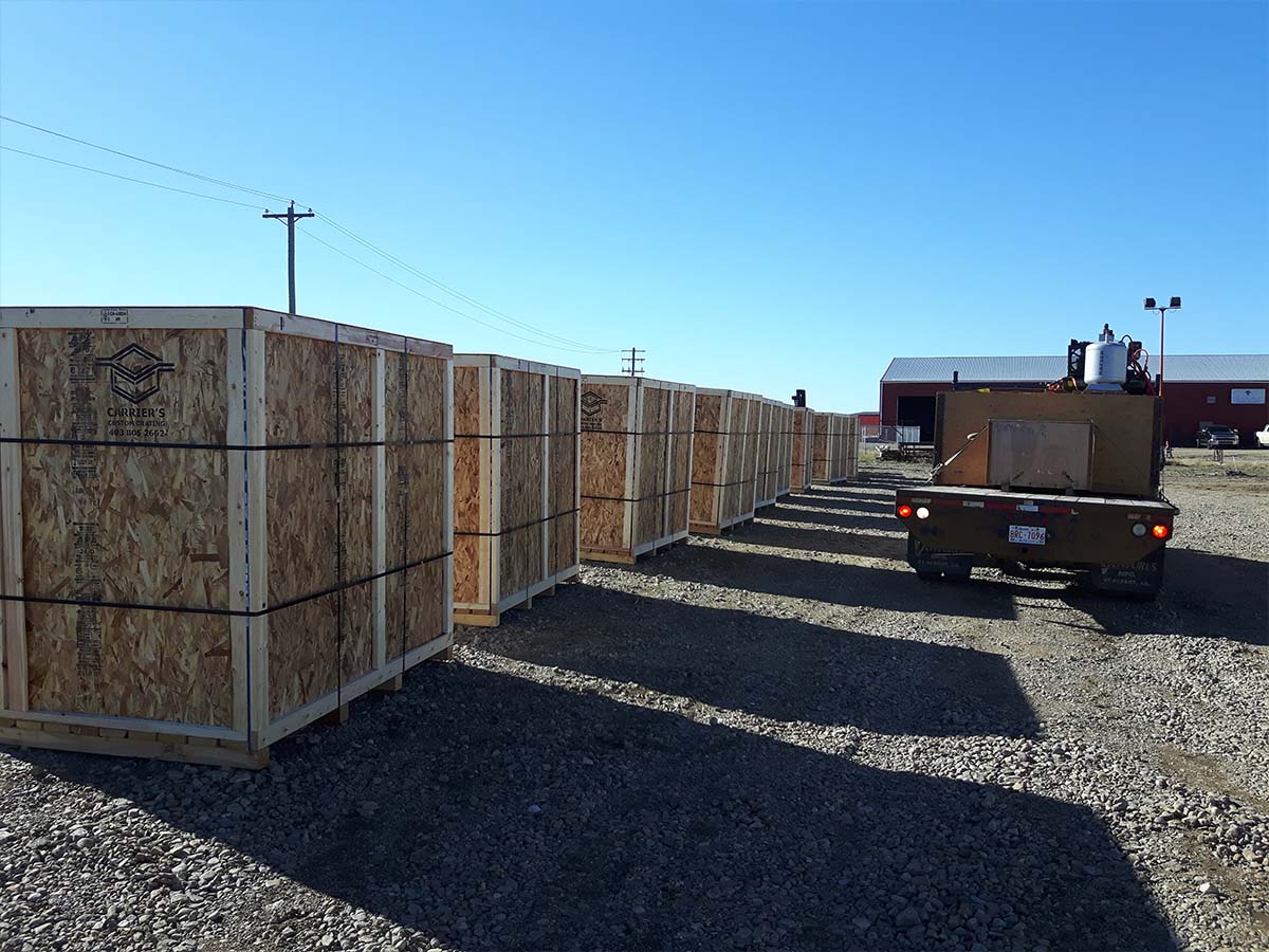 High-volume crate production run for a recurring industrial export program
