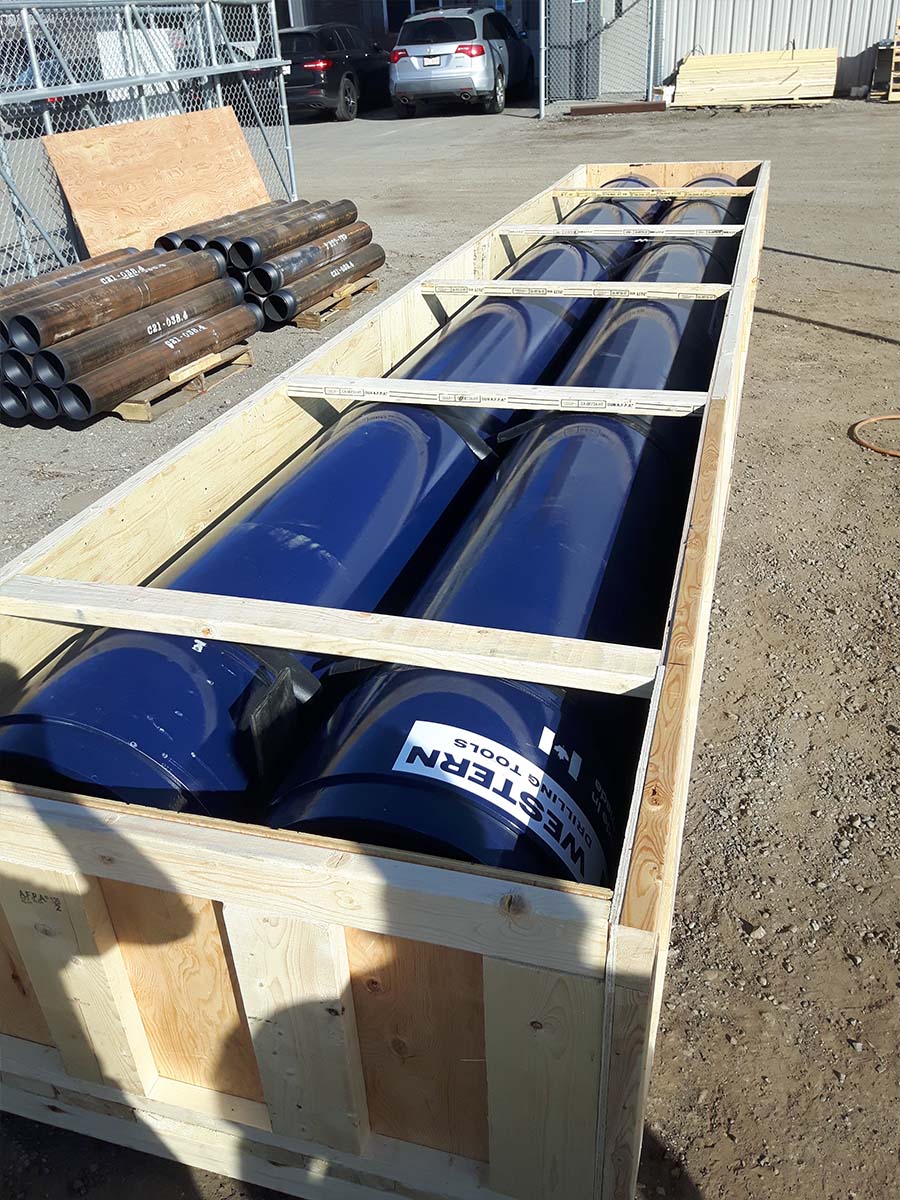Stacked custom crates in the Carriers Custom Crating warehouse