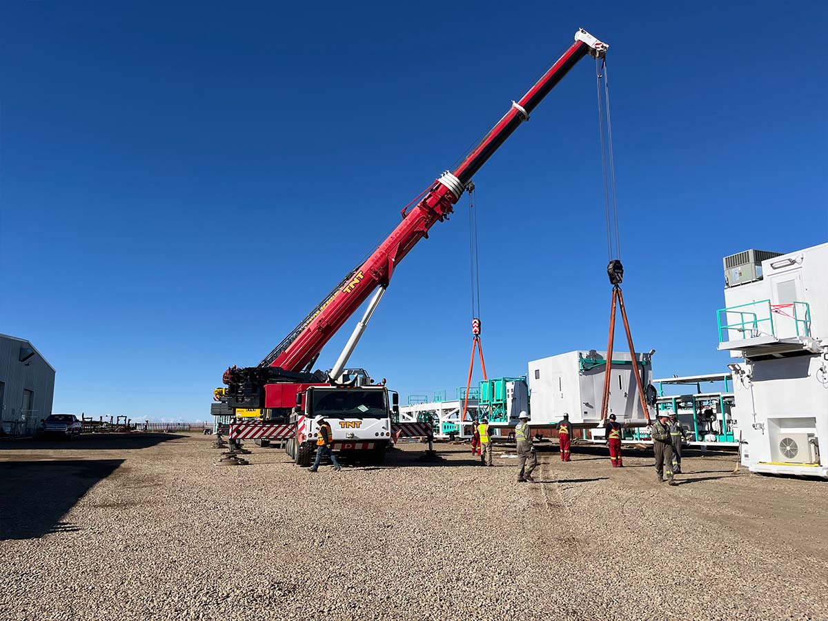 Multiple crates staged on-site ready for transport