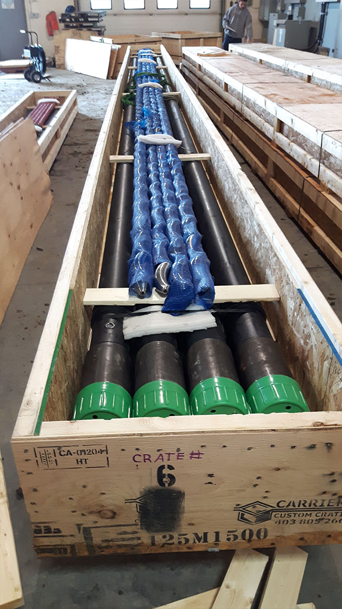 Industrial crate with forklift access openings on the shop floor