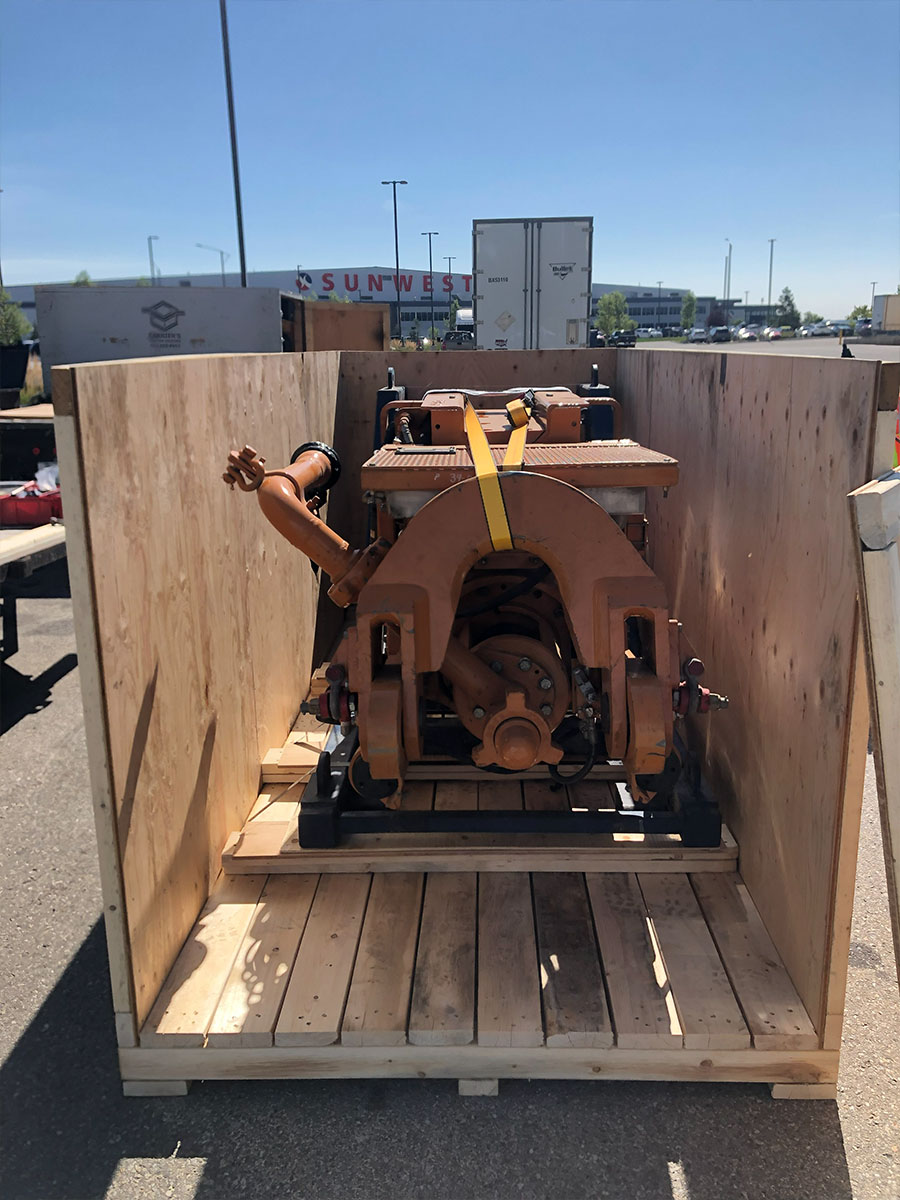Custom crate with plywood sheathing for export protection