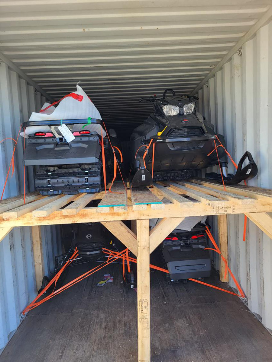 Shipping container doors closed and sealed for export departure
