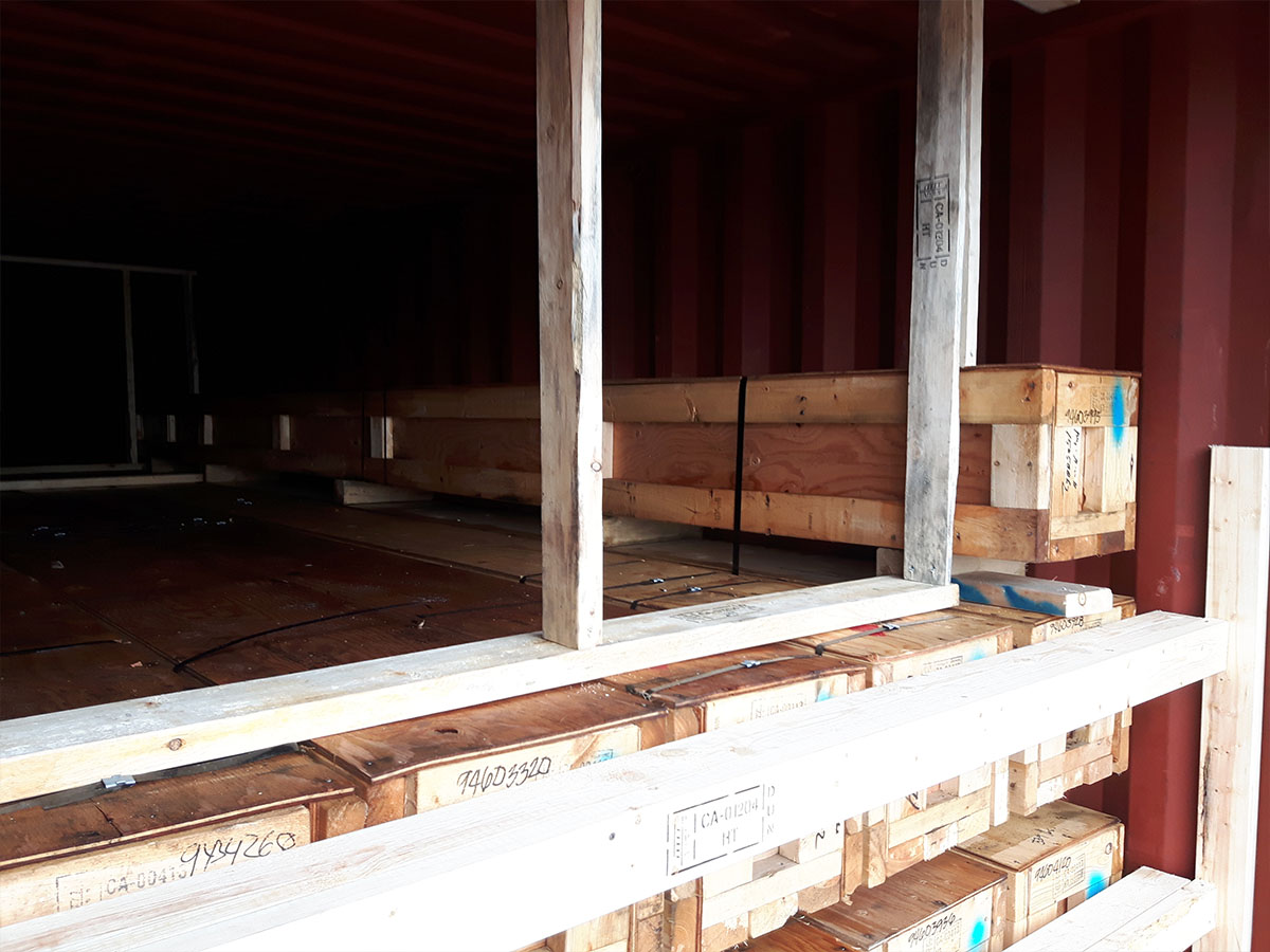 Completed container load with documented serial number tracking