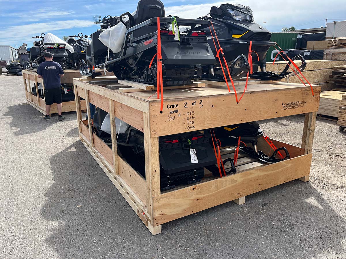 Mixed industrial load packed into a sea container for export