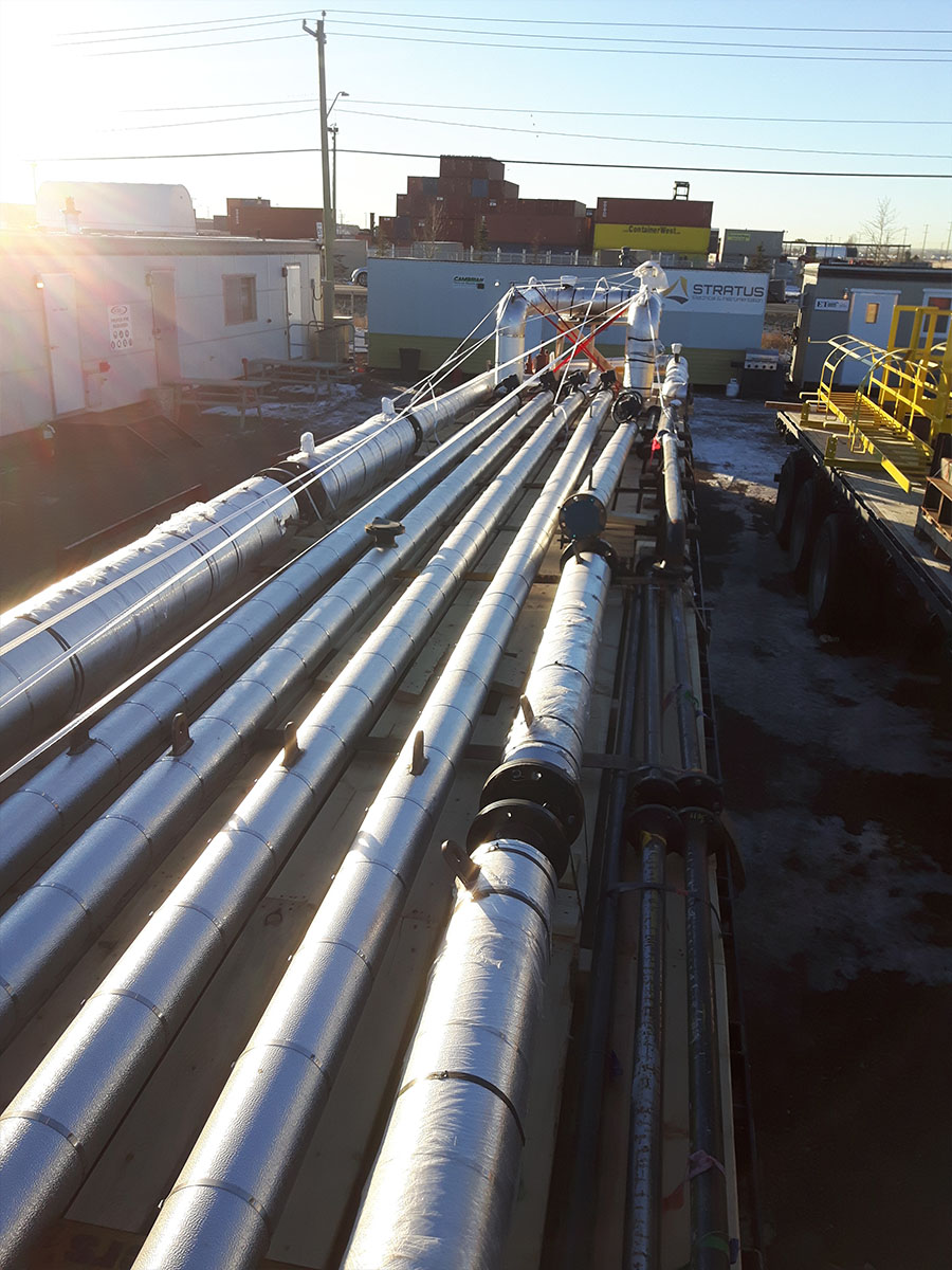 Custom skid being moved by forklift in the Carriers facility