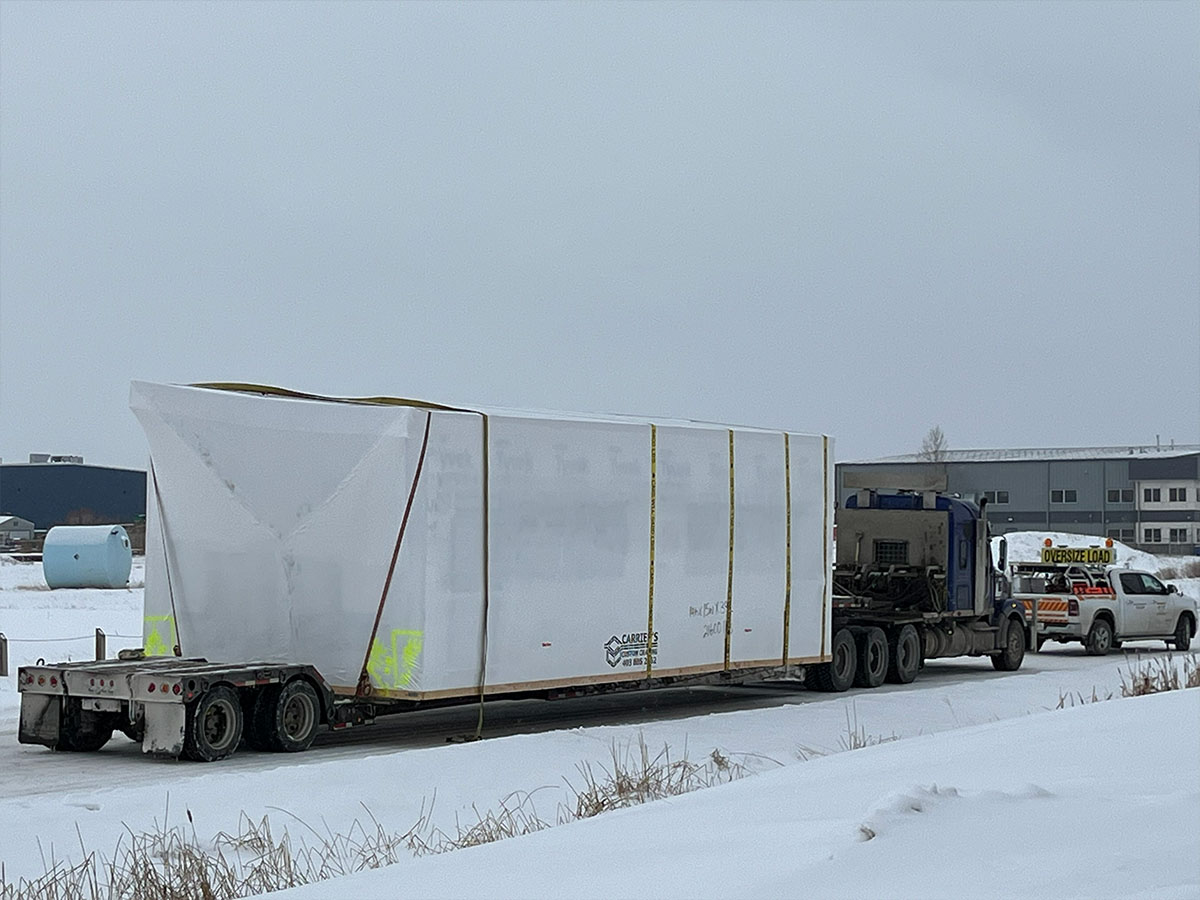 Shrink wrap applied to a control cabinet for protection during ocean freight