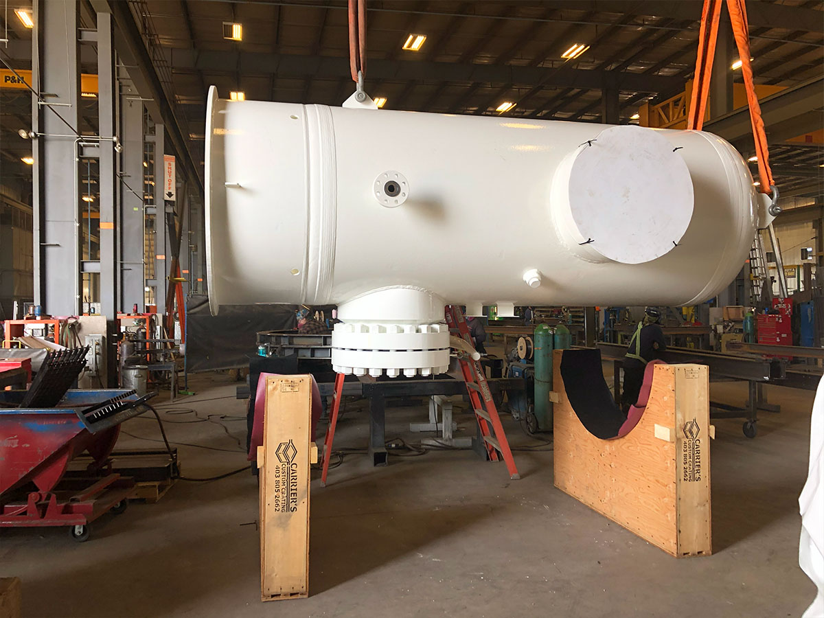 Finished saddle assembly ready for lifting and transport operations