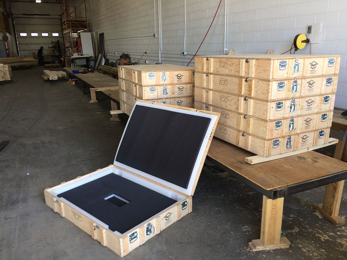 Custom crate protecting branded exhibit panels for repeat event circuit