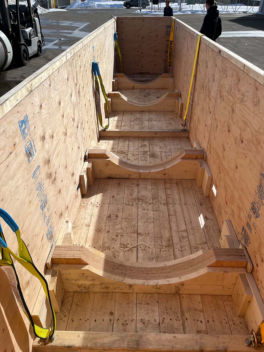 Completed specialty crate ready for pickup and delivery to trade show venue