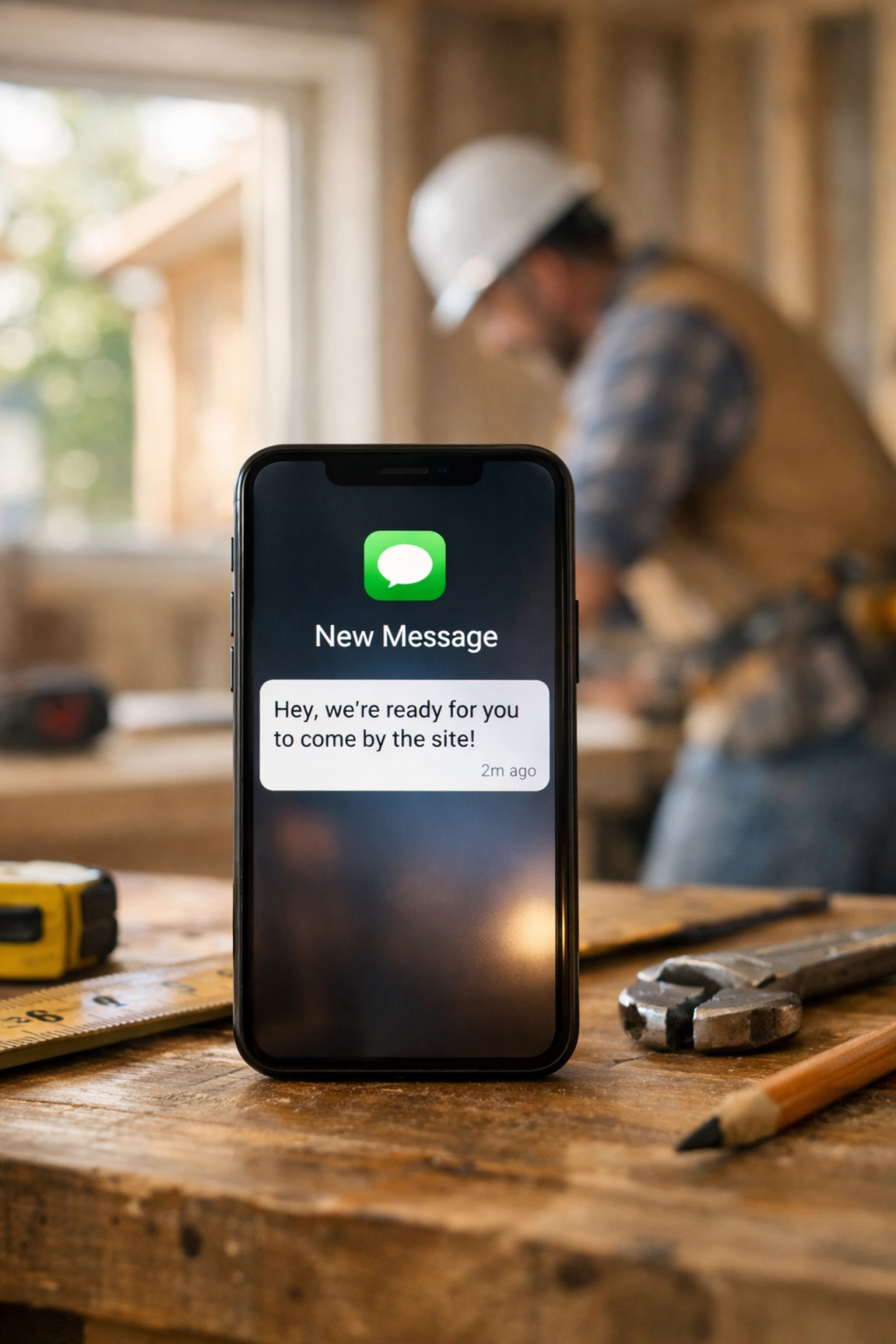 Missed call text back software automatically responding to contractor customer on job site