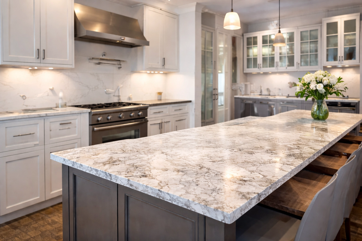 Bright Yakima kitchen with granite countertops installed by All American Discount Flooring & Countertops