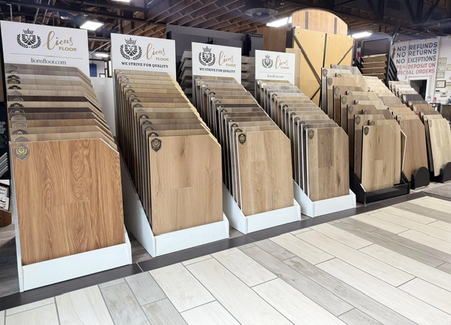 Waterproof luxury vinyl plank flooring Yakima showroom display of Lions floor