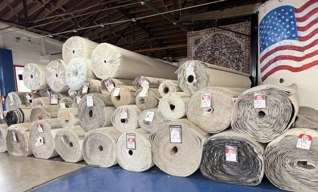 Carpet rolls in stock at Yakima flooring warehouse, over 300 discount carpet options ready for immediate installation