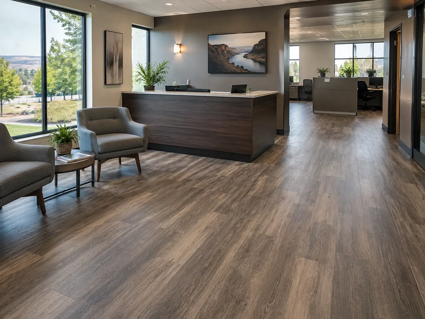 Union Gap commercial space with durable new commercial flooring.