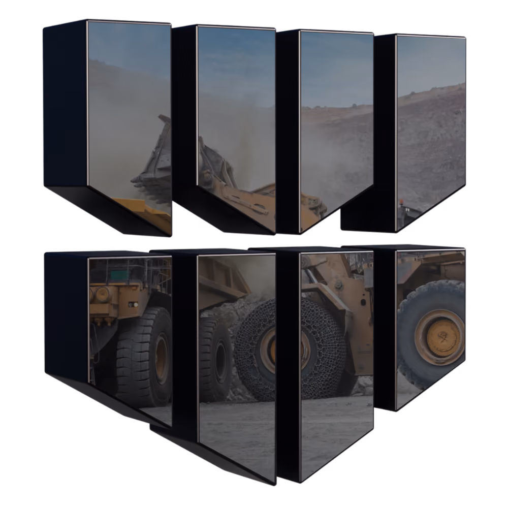 Damocles Shield containing image of mining trucks
