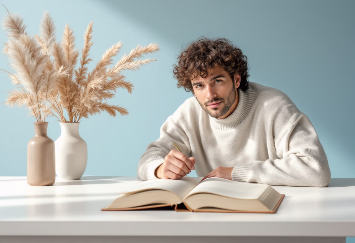 image of author at writing desk