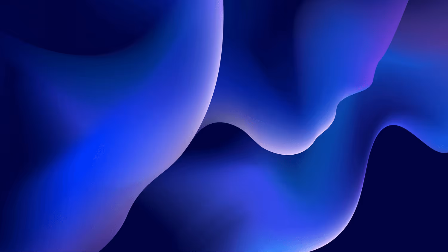 Composition abstraite de formes fluides bleues et violettes avec dégradés lumineux.