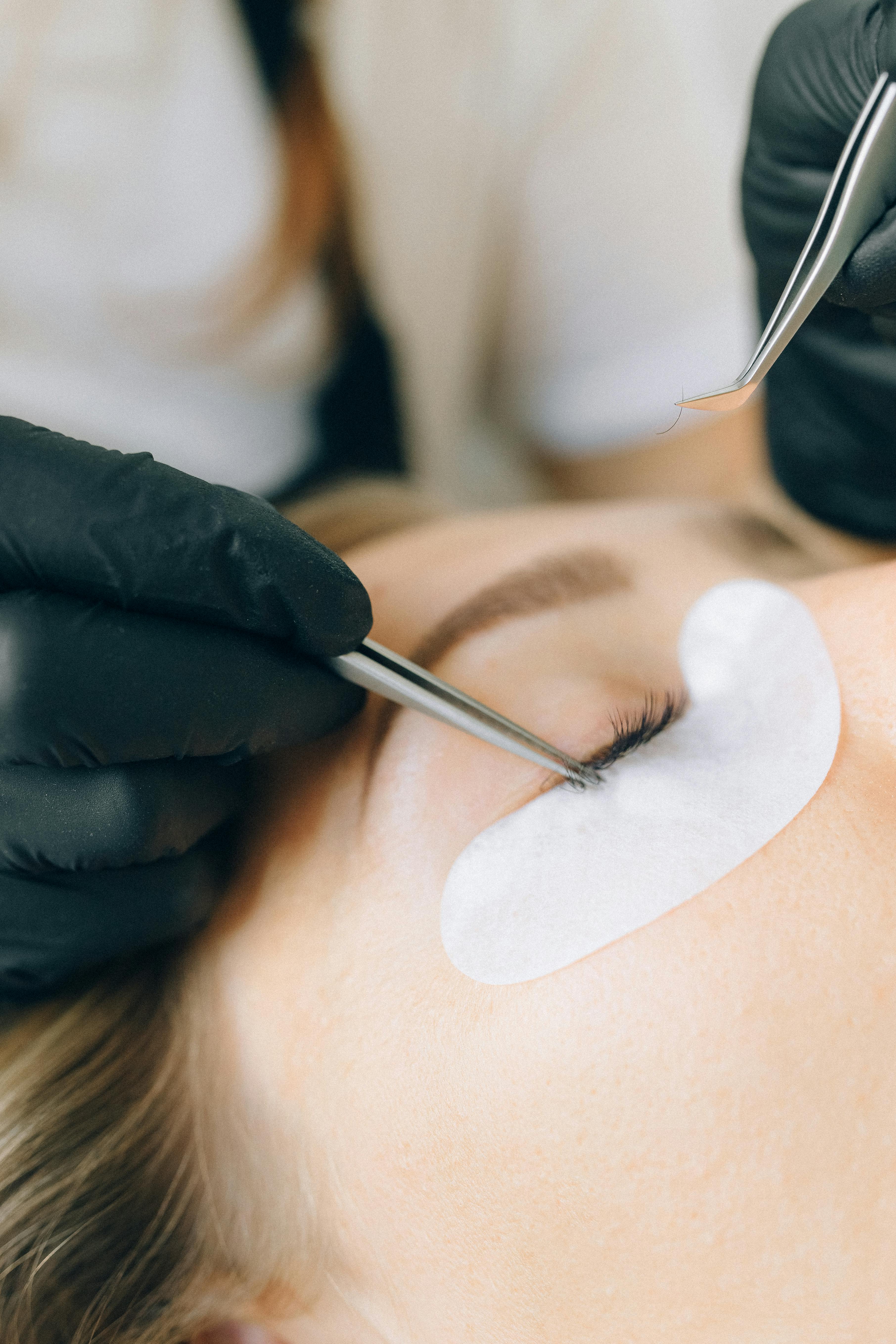 Individual lash extension placement in private studio