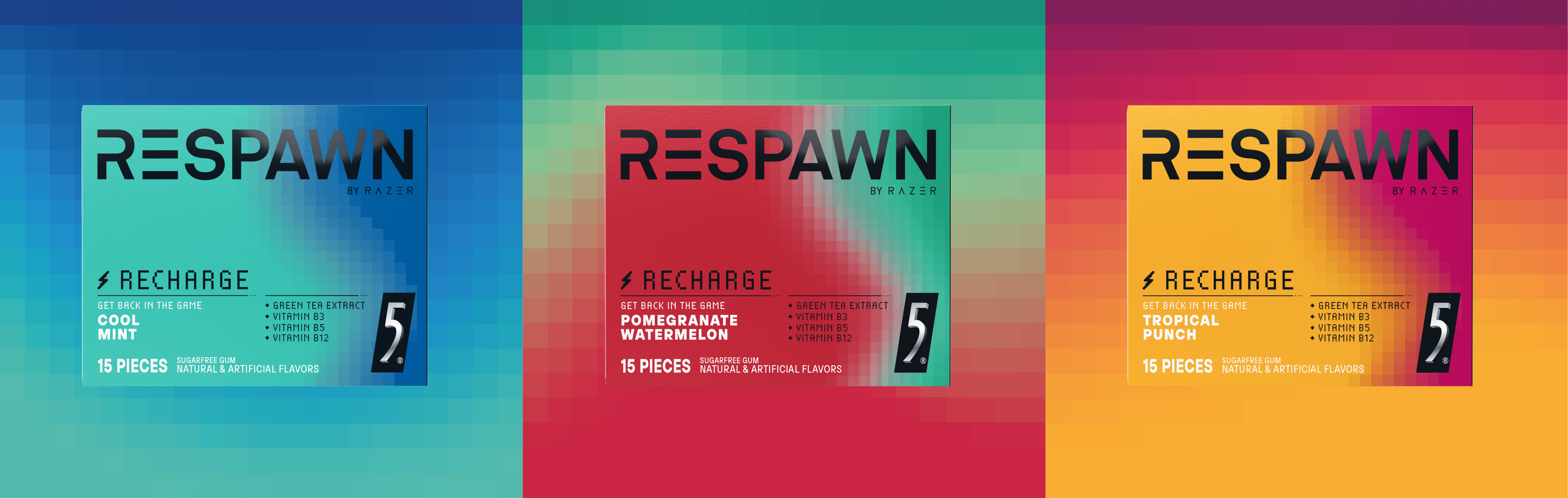 Three gum packaging renderings.