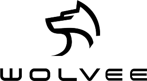 Stylized black wolf head logo with the word 'WOLVEE' in uppercase below it.
