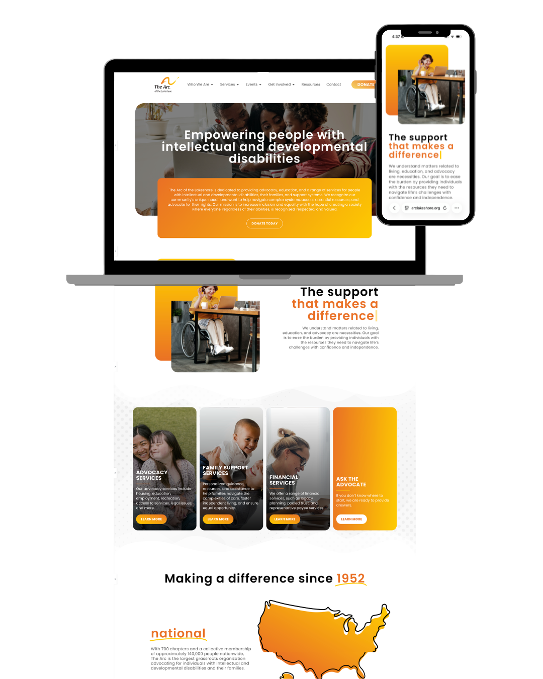 Arc of the Lakeshore Desktop and Mobile mockup