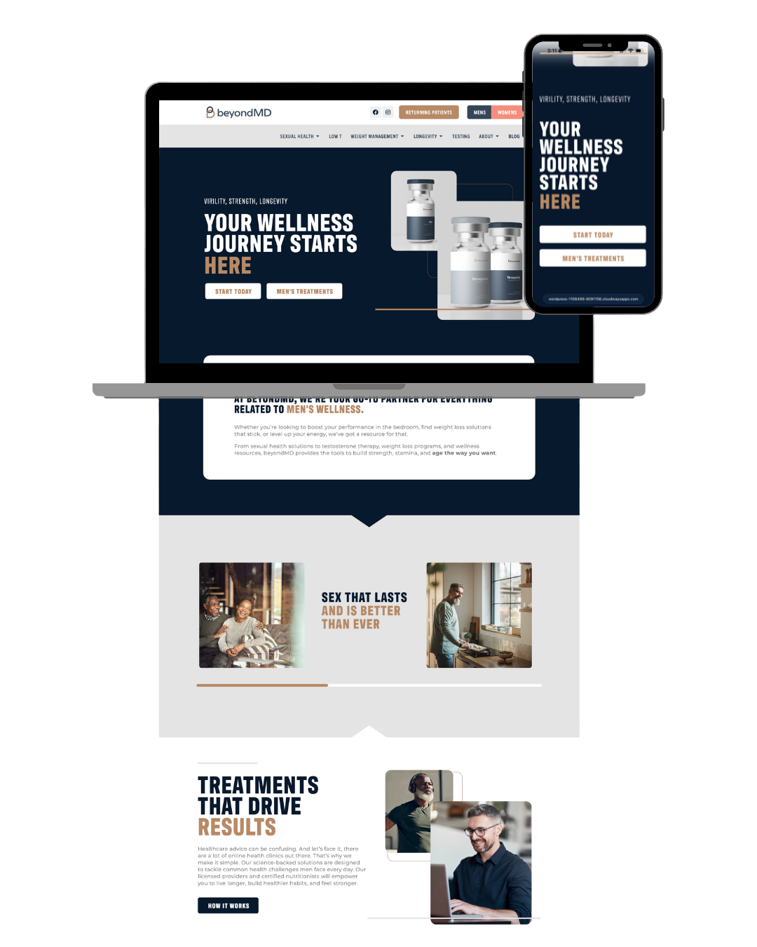 Mens homepage mobile and desktop mockup