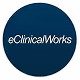 eClinicalWorks logo with white text on a dark blue circular background.