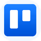Trello app icon with two white vertical rectangles and one smaller rectangle on a blue rounded square background.