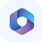 Abstract blue and purple hexagonal loop logo on light background.