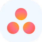 Three circular gradient dots arranged in a triangular formation on a light blue rounded square background.