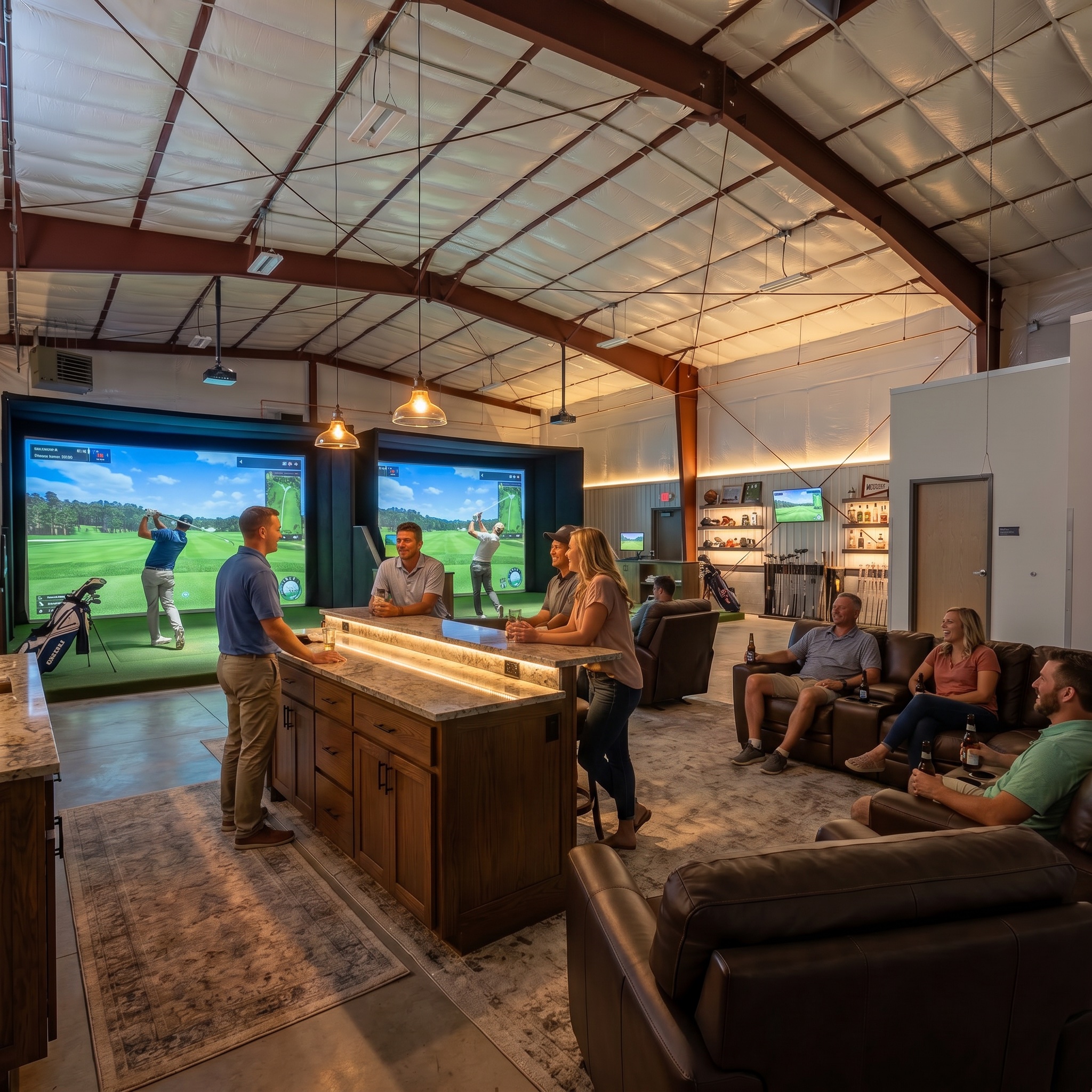 Premium flex unit storefront for golf simulator