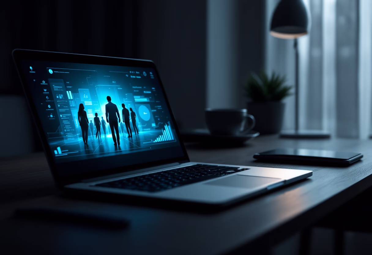 [background image] image of an open laptop in an office (for a ai healthcare company)