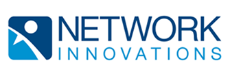 Network Innovations company logo with abstract icon and text.