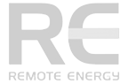 Remote Energy logo with stylized letters RE and the words Remote Energy below.