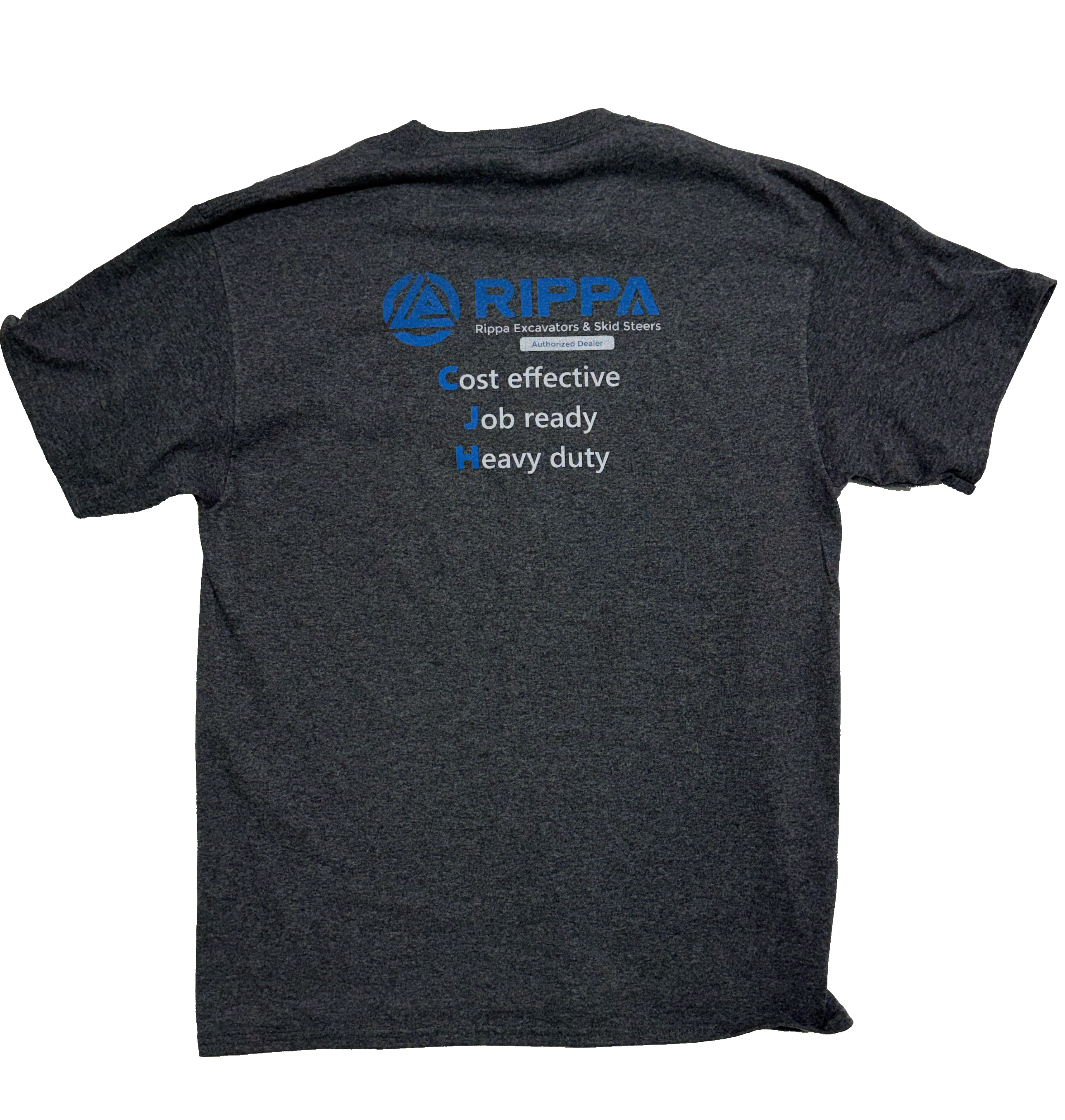 Custom district CVC blend dark gray T-shirt for C & H Equipment. 