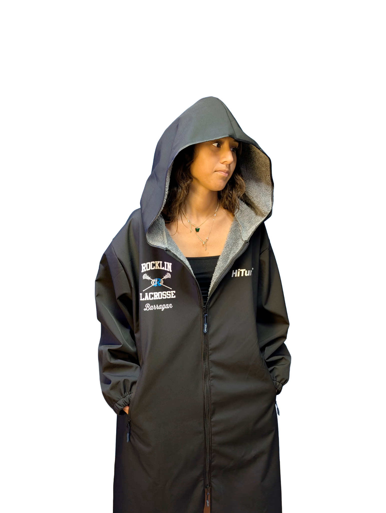 Athlete wearing a custom Rocklin Lacrosse Parka