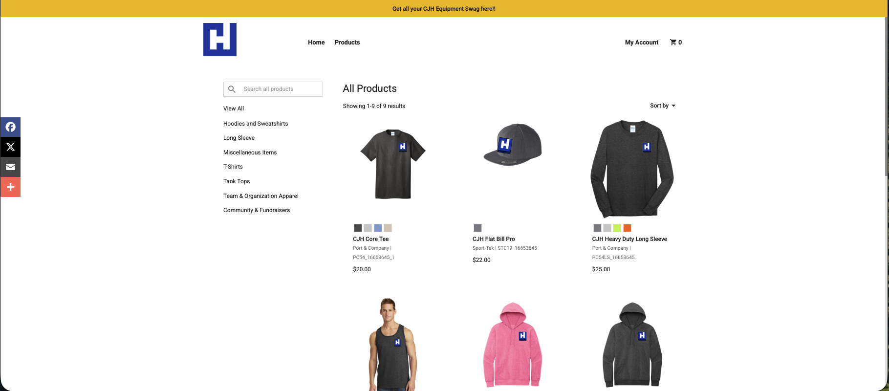 Screen shot of CJH's product page hosted by Unissued Strength Print Works Home on Inksoft.