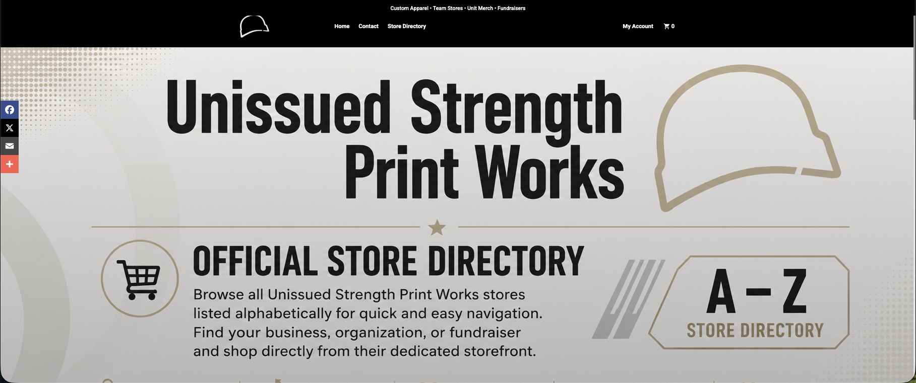 Screen shot of Unissued Strength Print Works Home Screen on Inksoft.