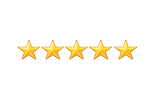 Five gold stars in a horizontal row on a rectangular gold background.