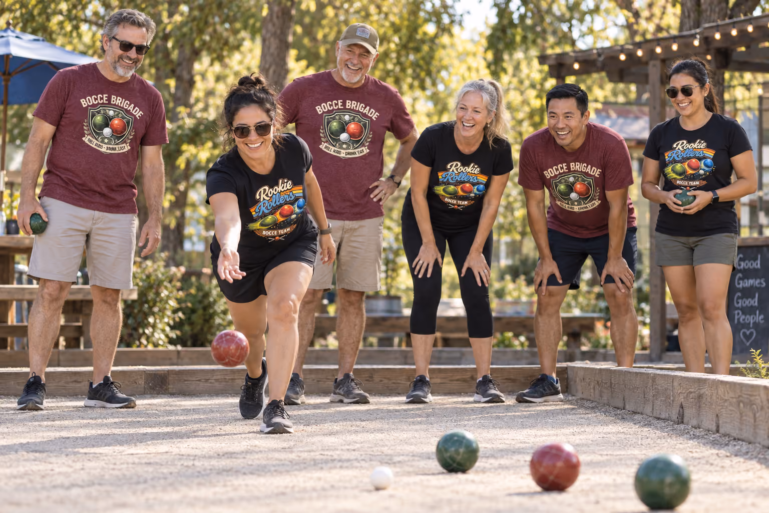 AI generated people playing Bocce Ball