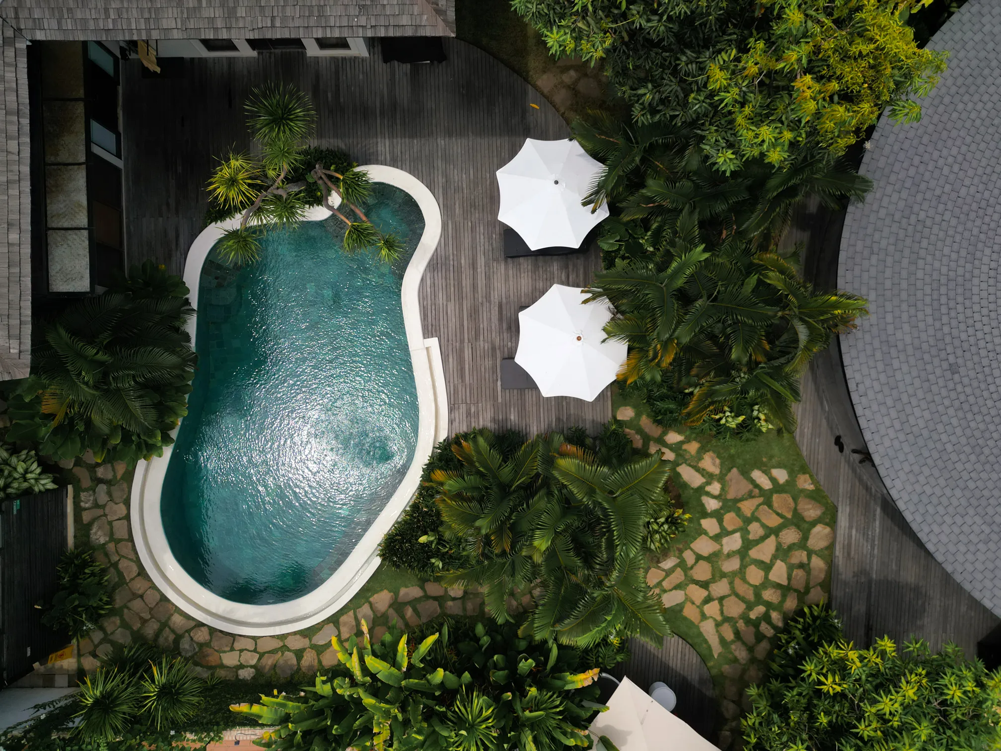 Aerial drone view of WaveHouse Bali Canggu location