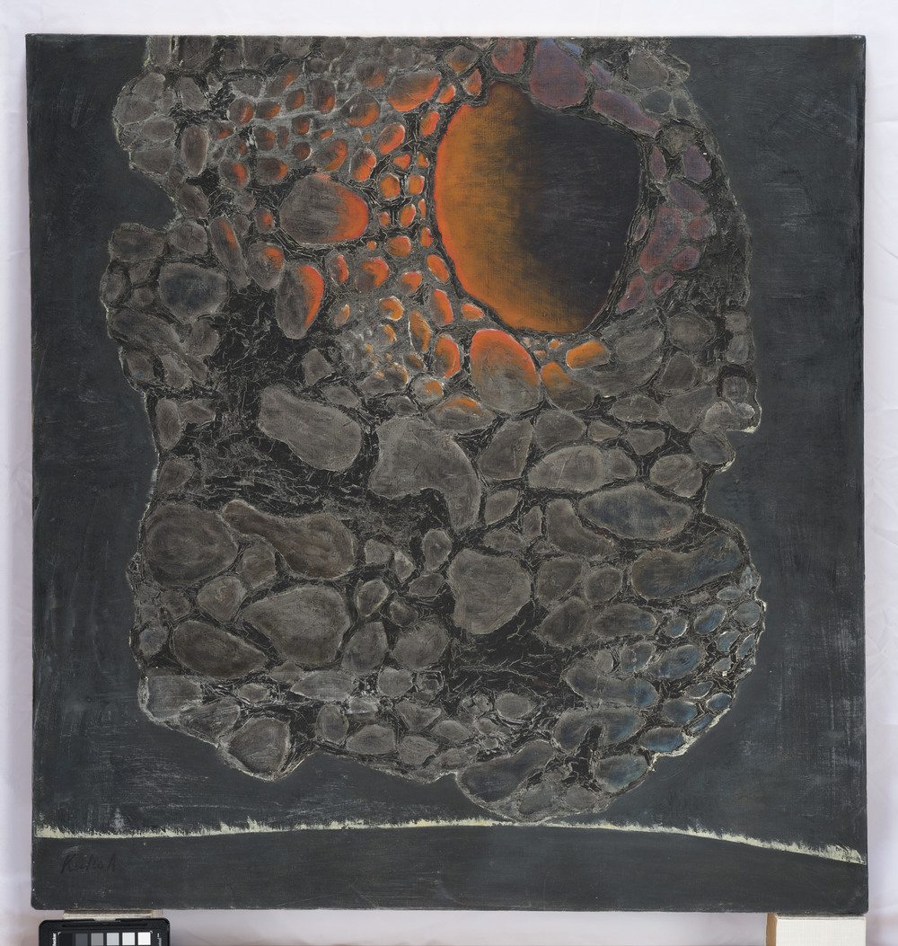 赤穴桂子「スペースに於ける物体（B）」1958年 Oil on canvas