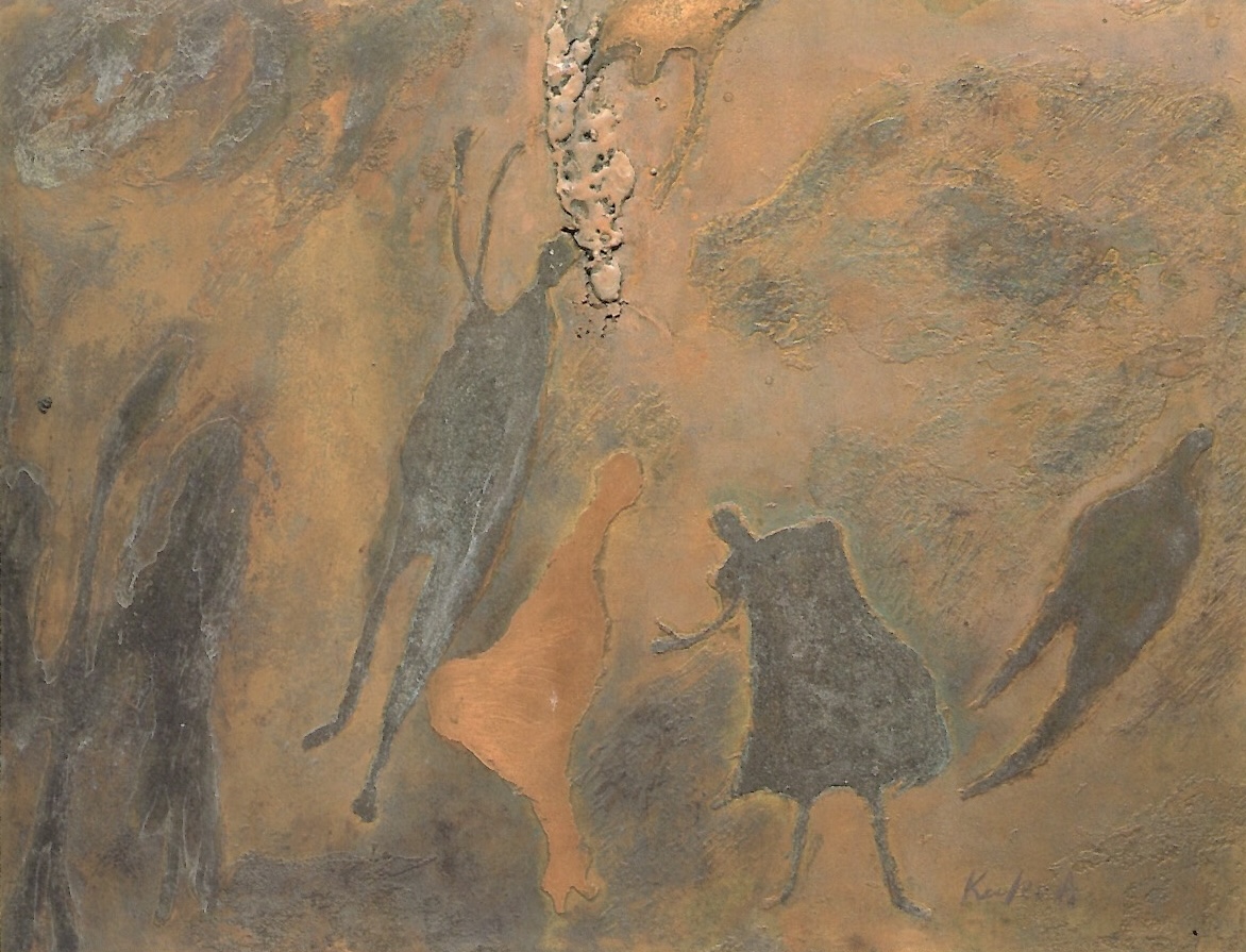 赤穴桂子「コッパー・ファンタジー」1977年 Oil, etching, soldering and copperplate print