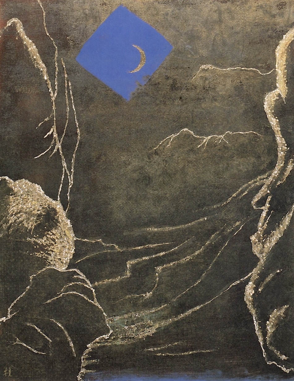 赤穴桂子「夢応の鯉魚（雨月物語）」1988年 Oil, foil and carving-knife on paperboard
