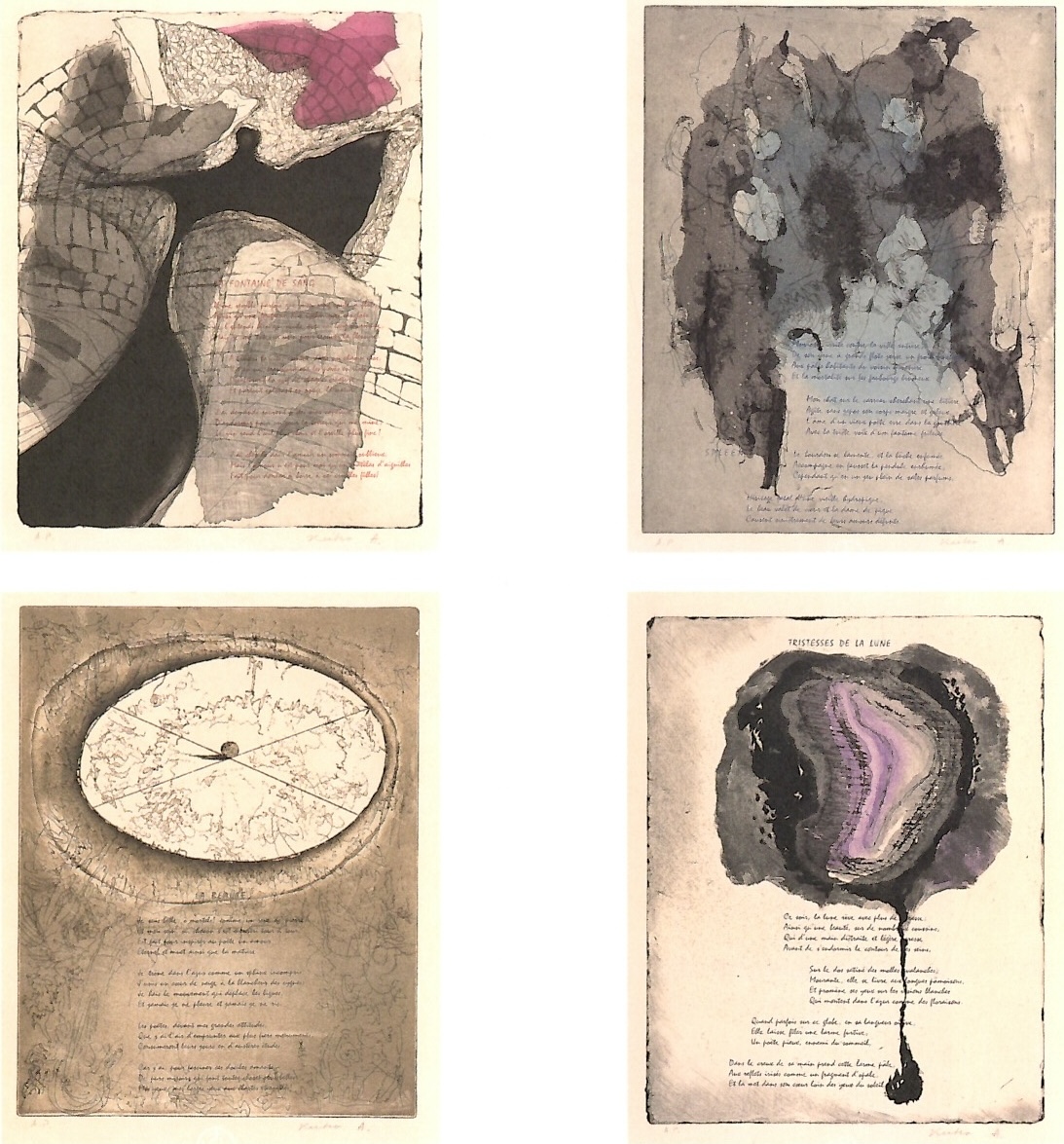 赤穴桂子「ボードレール・黒線より」1983年 Color etching on paper