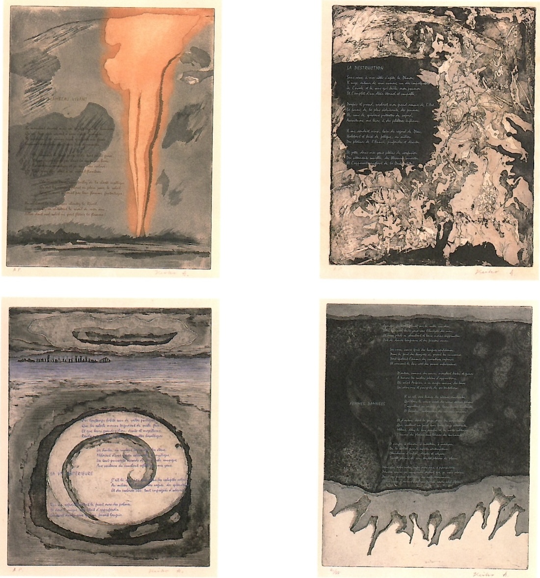 赤穴桂子「ボードレール・黒線より」1983年 Color etching on paper